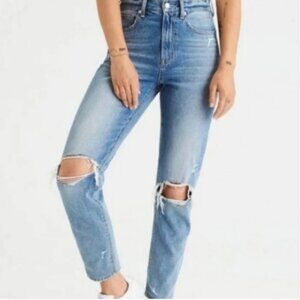 American Eagle Women's High Rise Distressed Mom Jeans Size 8‎
